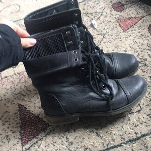 Black combat boots
